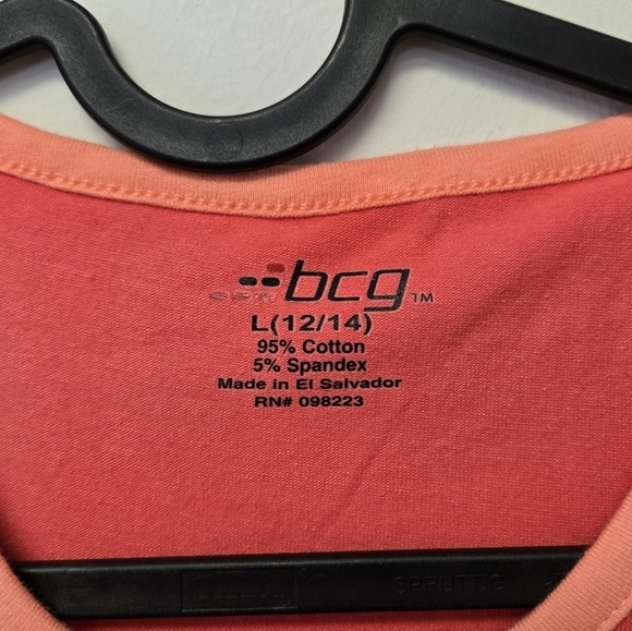 BCG Racer Back Athletic Colorblock Top Coral L (12 / 14) - Picture 3 of 4